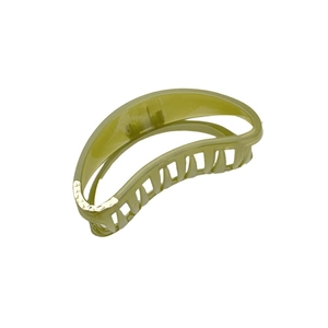 Haarklammer in Olivgrün, halbrundes Design mit elegantem Gold-Metall-Akzent