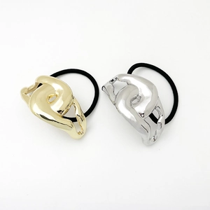 Punk Minimalist Alloy Twisted Metal Hair Tie High Elastic Irregular Liquid Metal Ponytail Holder Women Hair Accessories