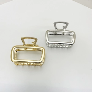 Women Minimalist Metal Hollow Square Hair Claw Clip Glossy Gold Silver Zinc Alloy Rectangular Shark Clip Hair Accessories