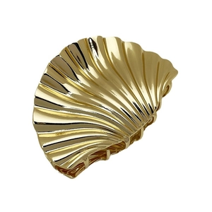 Elegant gold shell hair claw clip with metallic finish for back head hairstyles
