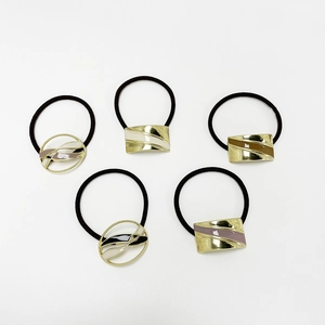 Geometric Alloy Drip Oil Hair Ties For Women Vintage Gold Metal Elastic Hair Bands Decorative Faux Artificial Pearl Scrunchies