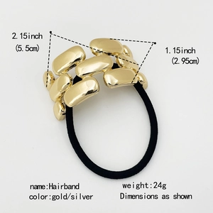 Golden alloy chain hair tie with dimensions 5.5cm for women's minimalist hair styling