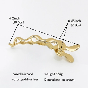 Irregular alloy metal hair clip in gold and silver finish with wave structure design