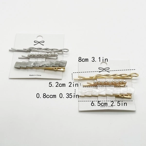Ensemble de pinces à cheveux élégantes en perles et marbre pour femmes avec dimensions