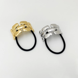 Minimalist Alloy Geometric Hair Ties Metal Decorative Elastic Bands Mirror Polished Modern Hair Accessories For Women