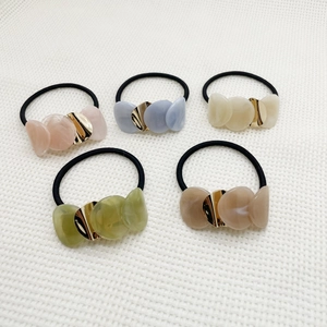 Fashion High Elastic Hair Ties With Resin Ornaments Metal Fastener Sweet Cute Hair Scrunchies For Women Handmade Ponytail Holder