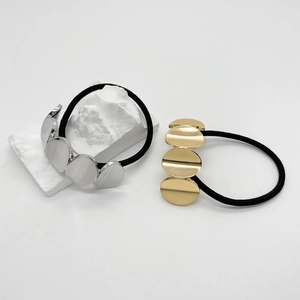 Chouchous en Alliage Minimaliste Plaques Métalliques Irrégulières Punk Bandeaux Élastiques Support Queue de Cheval Simple Femme