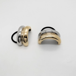 Minimalistische Europäische Legierung Zweifarbig U-Form Metall Elastische Haargummi Gold Silber Doppelpack Damen Haarschmuck