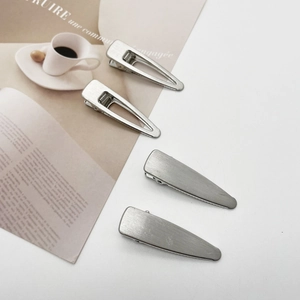 Minimalist Brushed Metal Hair Clips Silver Water Drop Duckbill Clips For Women Fashion Commute Hair Accessories