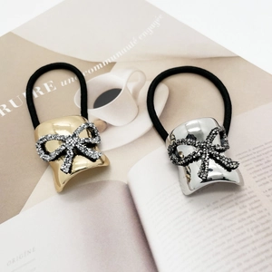 Fascia per Capelli in Lega con Fiocco di Strass alla Moda Anello per Capelli ad Alta Elasticità Accessorio Metallico per Donna