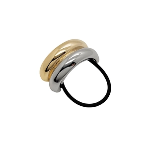 Minimalistisches zweifarbiges U-Haargummi aus Metall in Gold und Silber mit Gummiband