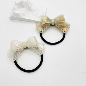 Acetate Bow Scrunchie Sweet Handmade Marble Pattern Hair Tie Elastic Hair Band For Women Daily Fashion Hair Accessories