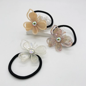 Three-piece set of butterfly hair ties with acetate butterflies and sparkling rhinestones