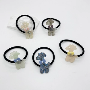 Élastique à Cheveux en Acétate Dessin Animé Chien Caniche Strass Haute Élasticité Accessoires de Cheveux Femme Scrunchie Mignon