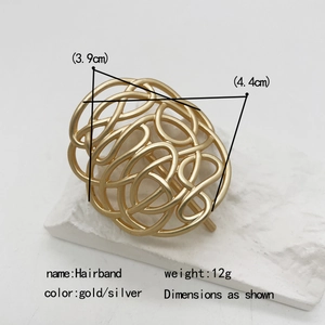 Minimalistisches geometrisches Haarband für Damen mit goldenem Kreuzlinien-Disk-Design