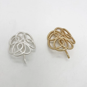 Japanese Minimalist Alloy Geometric Hair Hook Matte Gold Silver Hair Clip High-End Metal Elastic Hair Band For Women Ponytail
