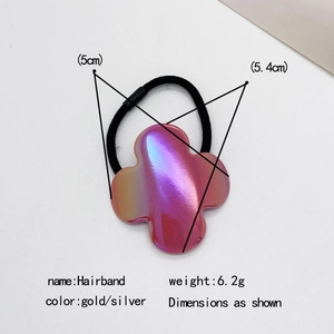 Irisierendes vierblättriges Kleeblatt Haargummi mit schwarzem hochelastischem Gummiband