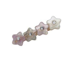 Barrette étoile mignonne avec strass colorés et fini nacré sur base en métal doré