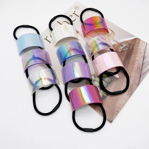 Holographic Iridescent Acrylic Hair Ties Korean Minimalist U-Shaped Ponytail Holder High Elastic Headband Fashion Accessories For Women