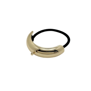Elastico per capelli con semicerchio in metallo dorato lucido e cordino nero ad alta elasticità