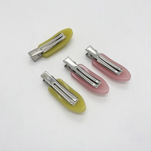 Lot de 4 barrettes à cheveux en résine minimalistes vert olive et rose poudré avec pinces