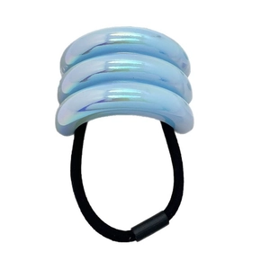 U-shaped iridescent triple-layered hair tie with black high-elastic band for women