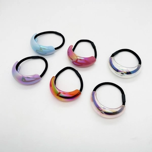 Fashion Iridescent Acrylic Arc Hair Tie For Women High Elastic Rubber Band Ponytail Holder Laser Aurora Hair Accessories