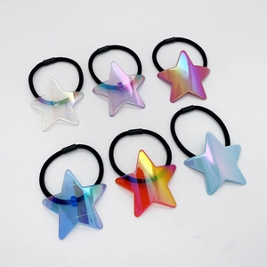 Zoete Iriserende Ster Haarelastiekjes Acryl Elastische Haarbanden Voor Dames Meisjes Kleurrijke Y2K Esthetische Haaraccessoires