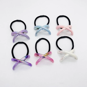 Élastique à Cheveux en Acrylique Croisé en X Irisé Mode Haute Élasticité Simple Style Coréen Corde à Cheveux Multicolore Géométrique Coiffure Femme