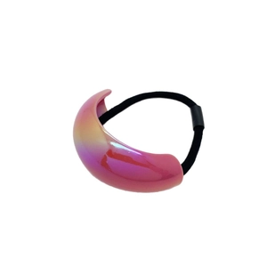 U-shaped acrylic hair tie with a colorful pearlescent gradient for stylish women ponytail
