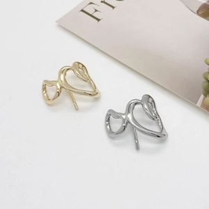 Minimalist Alloy Heart Shaped Hair Clip For Women Gold Silver Plated Irregular Hollow Ponytail Holder Hair Accessories
