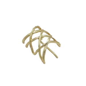 Golden multi-layer hollowed geometric ponytail hair clip with matte brushed finish