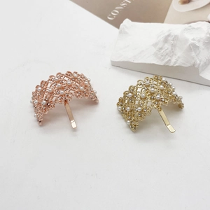 Fermaglio per Capelli in Lega Vintage Cavo con Künstliche Perle Elegante Gancio per Coda di Cavallo Oro Oro Rosa Argento Forcina con Strass Donna