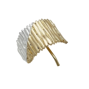 Minimalist gold and silver two-tone hair clip with pleated metal texture for women