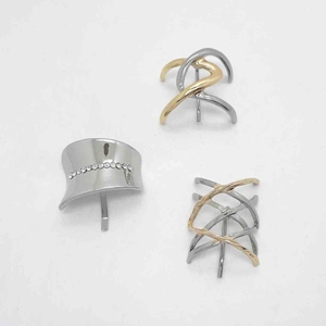 Minimalist Alloy Pony Hook Hair Clip Gold Silver Two Tone Geometric Hollow Rhinestone Hairpin Ponytail Holder For Women Daily