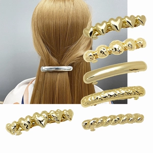 Lot de Barrette à Cheveux en Métal à Ressort Minimaliste pour Femme Alliage de Zinc Or Argent Géométrique Cœur Étoile Accessoires