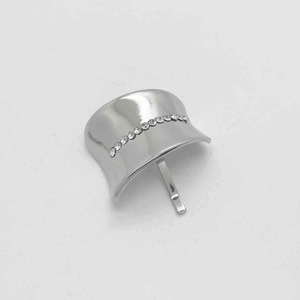 Minimalist silver alloy ponytail hook with sparkling rhinestones for hair styling