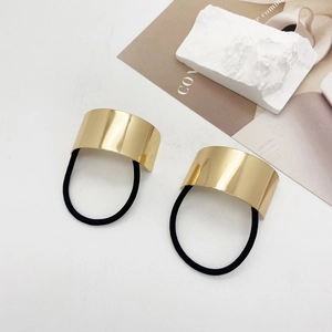 Minimalist Gold Metal Hair Tie Ponytail Holder Elegant Geometric Polished Hair Rope For Women Fashion Hair Accessory