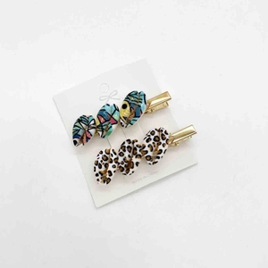 Starfish shell hairpin set featuring colorful graffiti and leopard print patterns