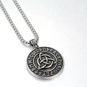 Nordic Viking Celtic Knot Pendant Necklace Stainless Steel Rune Valknut Triquetra Retro Antique Silver Jewelry Men Women