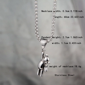 Détails du pendentif ours à facettes avec dimensions et spécifications de la chaîne