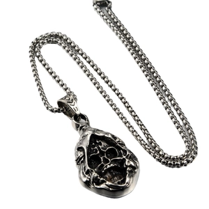 Gothic skull pendant necklace for men in vintage stainless steel with box chain