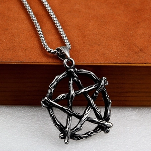 Collier Pendentif Pentagramme Gothique Vintage Acier Inoxydable Punk Arbre Étoile Charme Pour Unisexe Bijoux Cadeau