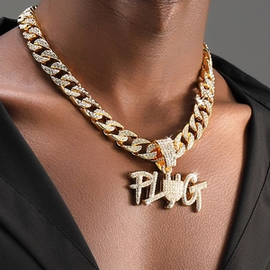 Hip hop vergulde PLUG hanger ketting met ijskoude cubaanse schakelketting voor mannen