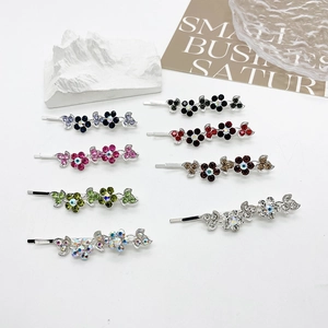 Elegante Blumen Strass Haarspange Für Damen Legierung Kristall Haarnadel Florale Seitenbarrette Mode Kopfschmuck Accessoire