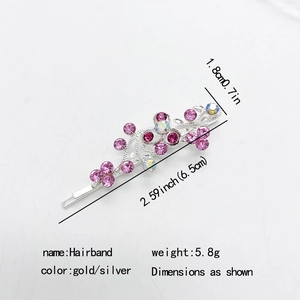 Fonkelende bloem haarclip met roze strass steentjes en zilveren metalen basis