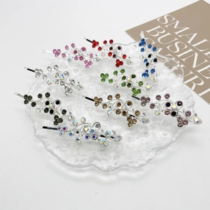 Elegante Legering Strass Bloem Wijnstok Haarclip Zijhaarspeld Modieuze Decoratieve Haaraccessoires Voor Vrouwen Meisjes
