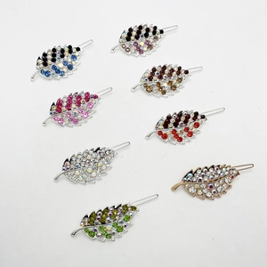 Copper Alloy Leaf Shaped Zirconia Inlaid Hair Clip Light Luxury Frog Buckle Side Clip Fashion Hair Accessories For Women