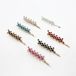 Fashion Alloy Rhinestone Bobby Pin Colorful Wave Hair Clip Elegant Side Hair Accessory For Women Daily Party Jewelry