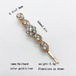 Detalle de dimensiones de un pasador de flores con diamantes de imitación de 66 mm